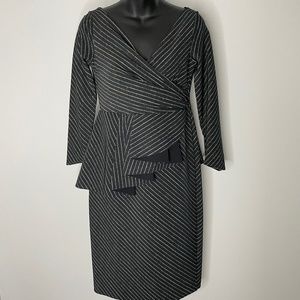 Chiara Boni Grey Striped Long Sleeve Dress Italy Size 46